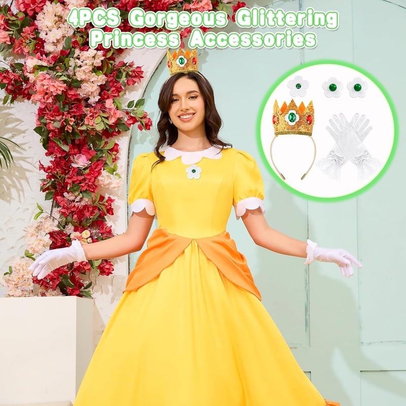 Goenb Princess Costume Accessories, 4 PCS Set of Princess Crown/Earrings/Gloves/Brooch Dress up for Women Girls - Image 5